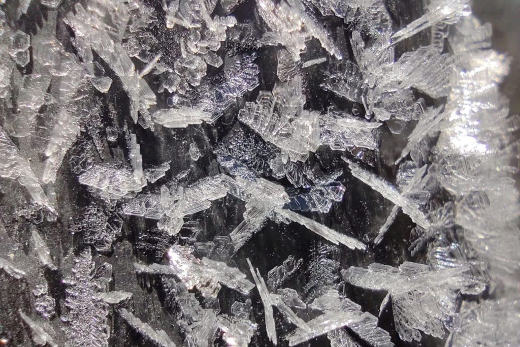 closeup of frozen ice crystals