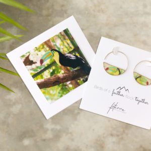 rainbow bill toucan earrings semi-circle hoops