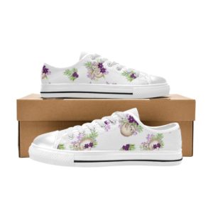 white floral sloth canvas shoes