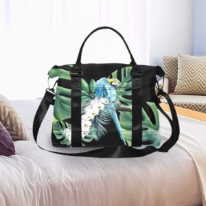 blue macaw tropical travel duffle bag