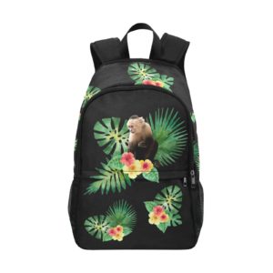 White-Faced Monkey Backpack with Side Mesh Pockets