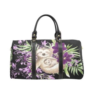 Purple Floral Sloth Travel Bag - Small